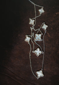 36" Silver Necklace with Iridescent Beads
