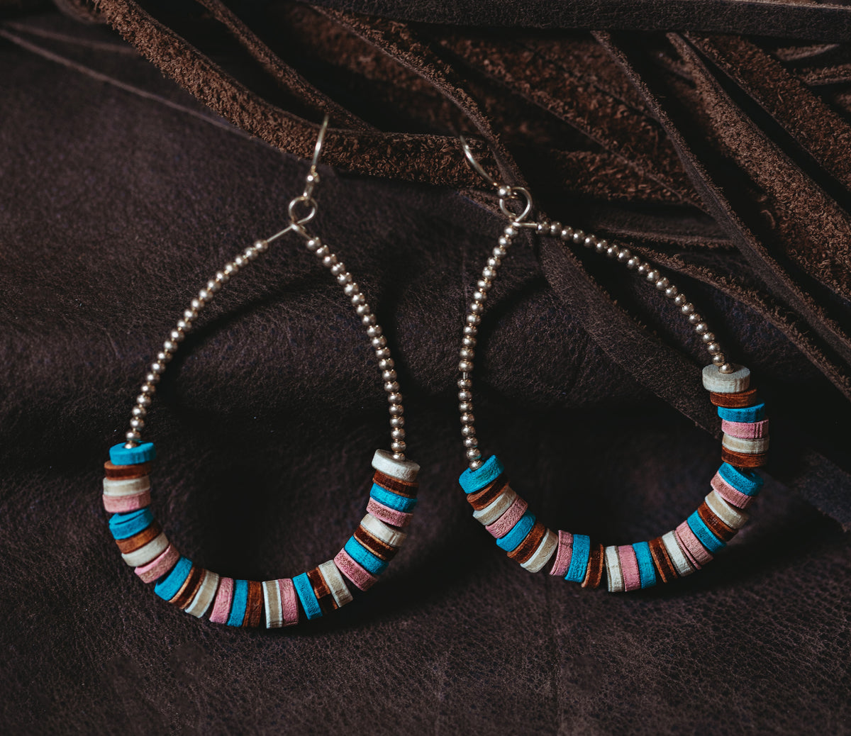 Dangle Pink/Teal/Natural Earrings