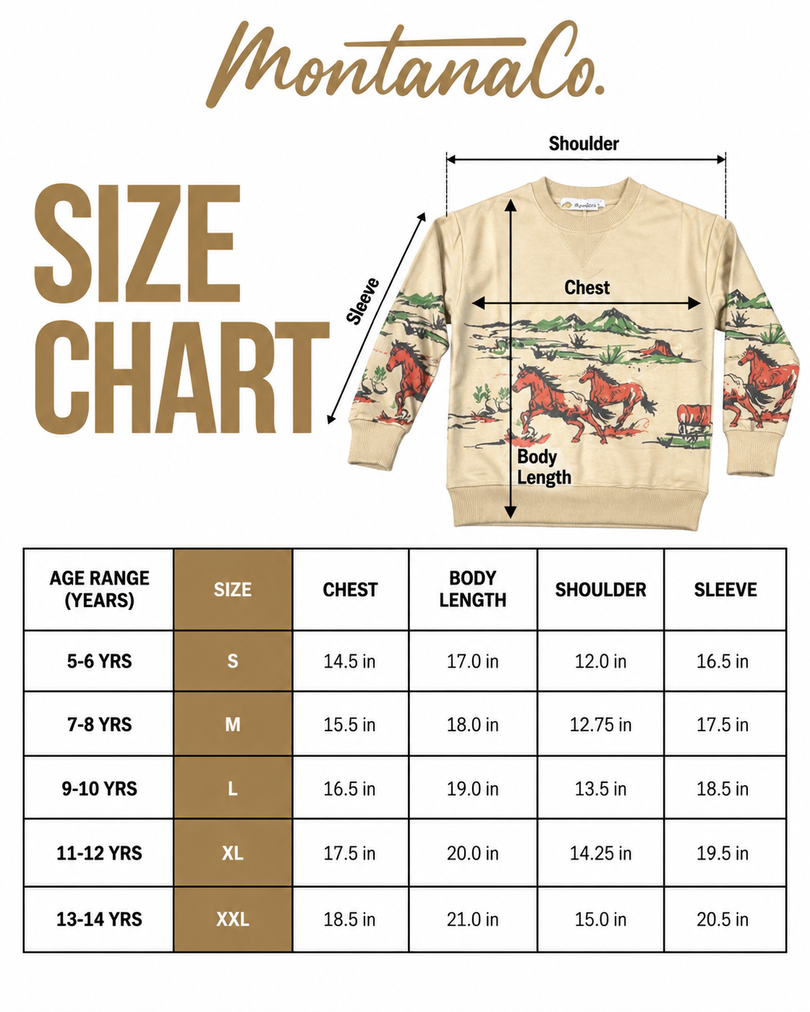 Montana Company Youth Crewneck Sweatshirt Running Horses