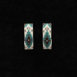 Silver Strike Earrings Southwestern Beaded Hoops Silver