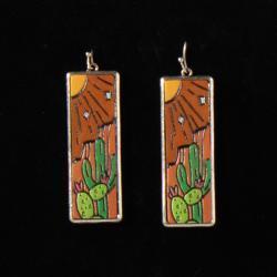 Silver Strike Ladies Earrings Embossed Leather Multicolor