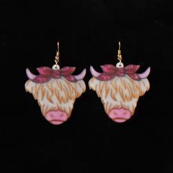 Silver Strike Ladies Earrings Fluffy Cow Multicolor