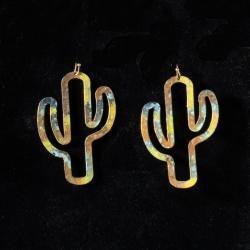 Silver Strike Ladies Earrings Steel Cactus Green
