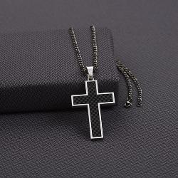 Silver Strike Mens Necklace 22'' Gunmetal Cross