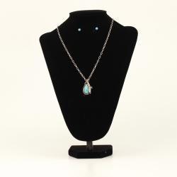 Silver Strike Necklace and Earring Set Silver Bird Charm Turquoise