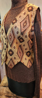 Southwest Canyon Brown Sparkly Body Suit, Tan Vest