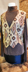 Southwest Canyon Brown Sparkly Body Suit, Tan Vest