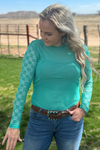 Checked In Turquoise Mesh Top - Sterling Kreek