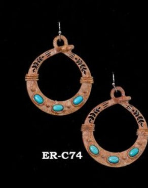 Earring Round Brown with Turquoise