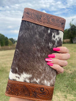 Texas Western Cowhide Bags and More - Cowhide Tooled Leather Wallet