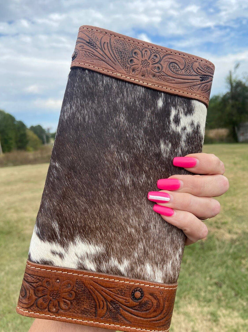 Texas Western Cowhide Bags and More - Cowhide Tooled Leather Wallet