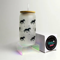 Hunt Seat Paper Co. - Trotting Horse Glass Tumbler with Bamboo Lid and Straw