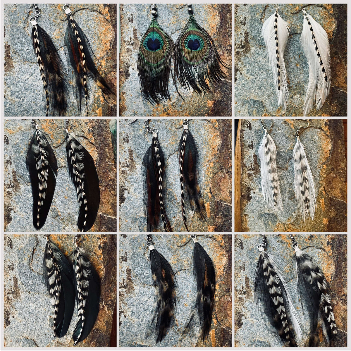 Wild Mountain Fringe - Raven Trail Feather Earrings - Western Rustic Earrings
