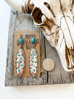 Boho Ranch Shop - Western Stamped Stone Earrings - Cactus Thunderbolt Arrows