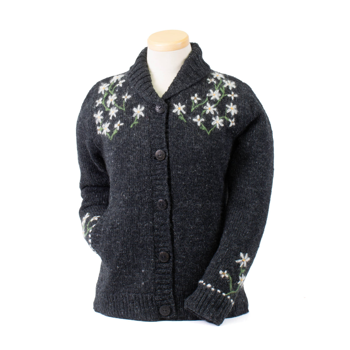 Lost Horizons Knitwear - Lucky Daisy Western Embroidered Wool Cardigan