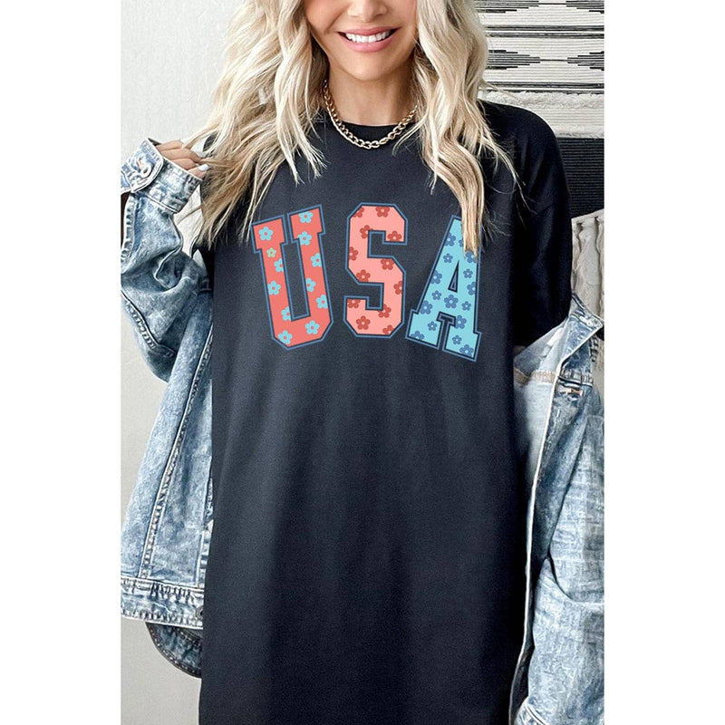 COLORBEAR - Floral USA Graphic Heavyweight T Shirts