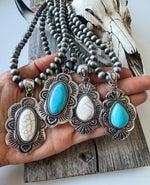 Boho Ranch Shop - Western Pendant Navajo Style Necklace - turquoise \ white 