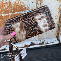 Countryside Co. - Adeline Cowhide Tooled Leather Wallet Wristlet