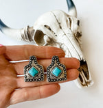 Western Eartag Stone Stud Earrings