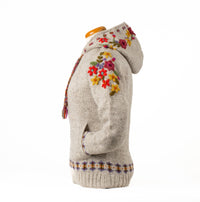 Lost Horizons Knitwear -Wildflower Wool Zip Hoodie Sweater – Embroidered