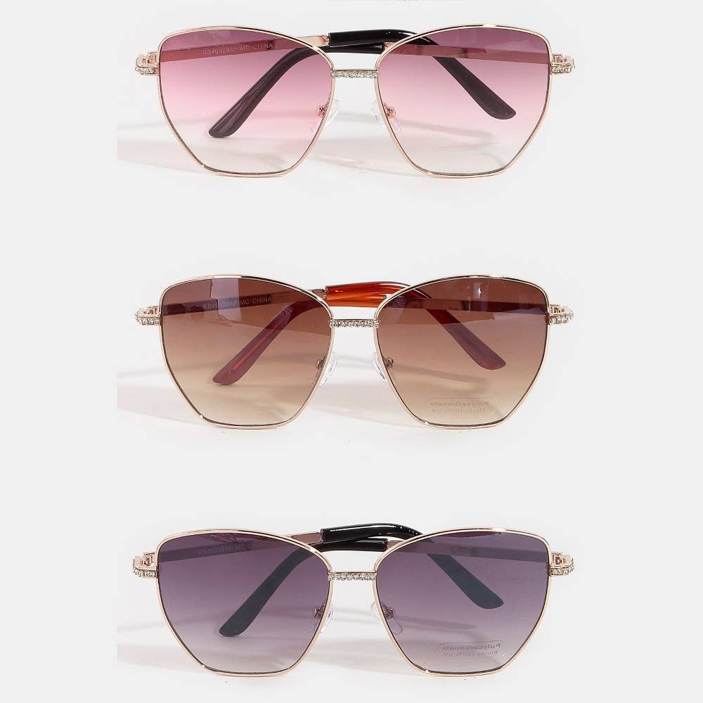 Collections by Fame Accessories - Rhinestone Accent Aviator Sunglasses
