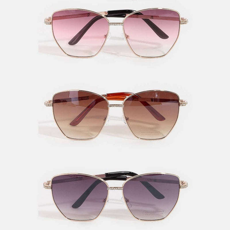 Collections by Fame Accessories - Rhinestone Accent Aviator Sunglasses