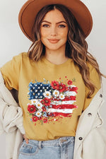 COLORBEAR - Floral American Flag Graphic Tee