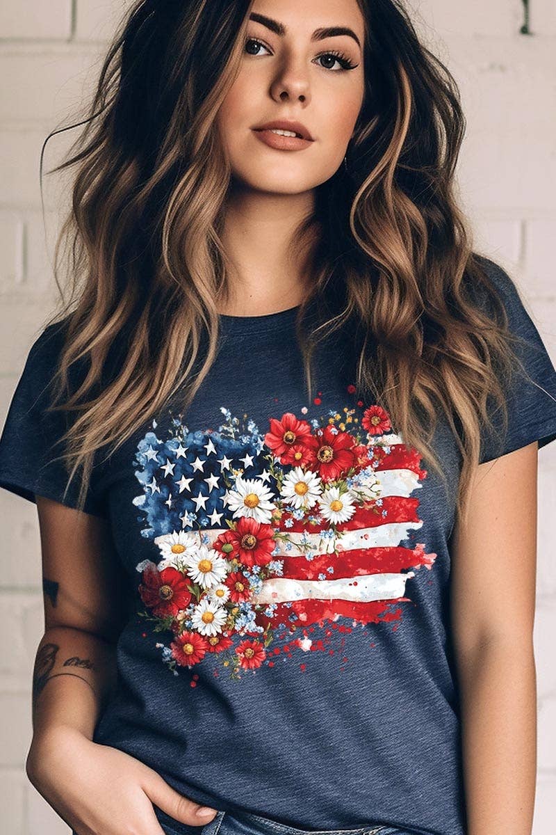 COLORBEAR - Floral American Flag Graphic Tee