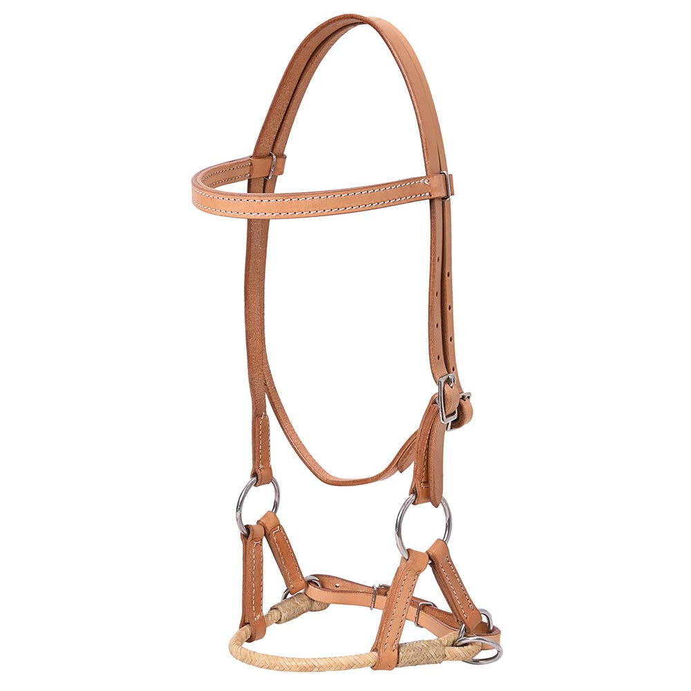 HILASON - Hilason Western Horse Noseband Rawhide American Leather Sidepull Headstall
