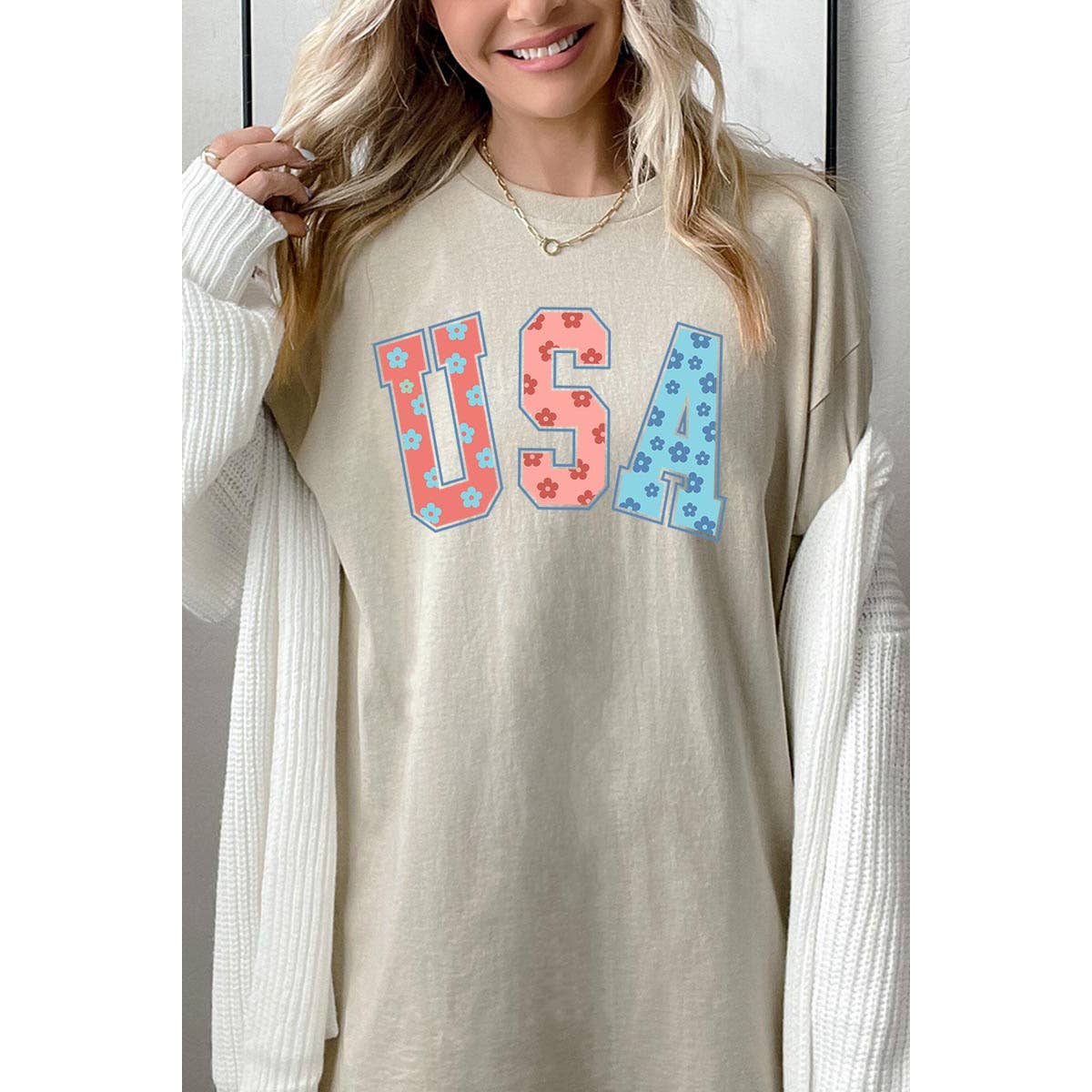 COLORBEAR - Floral USA Graphic Heavyweight T Shirts