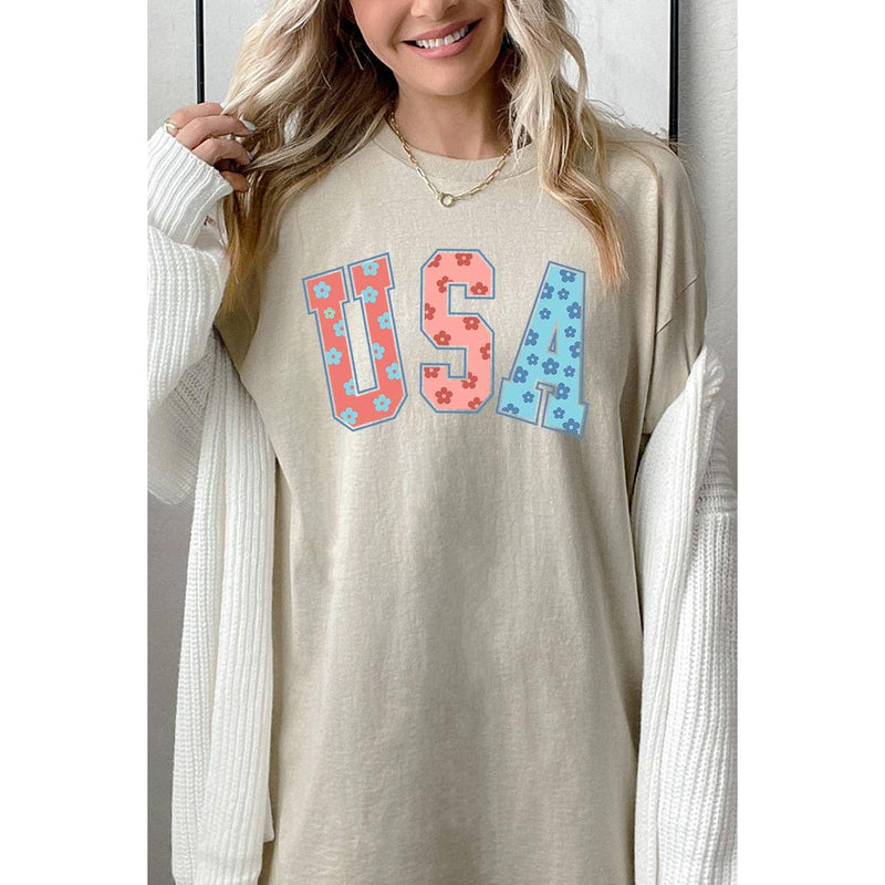 COLORBEAR - Floral USA Graphic Heavyweight T Shirts