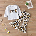 PatPat - 2-piece Toddler Girl Animal Print Long-sleeve Tee Pants Set