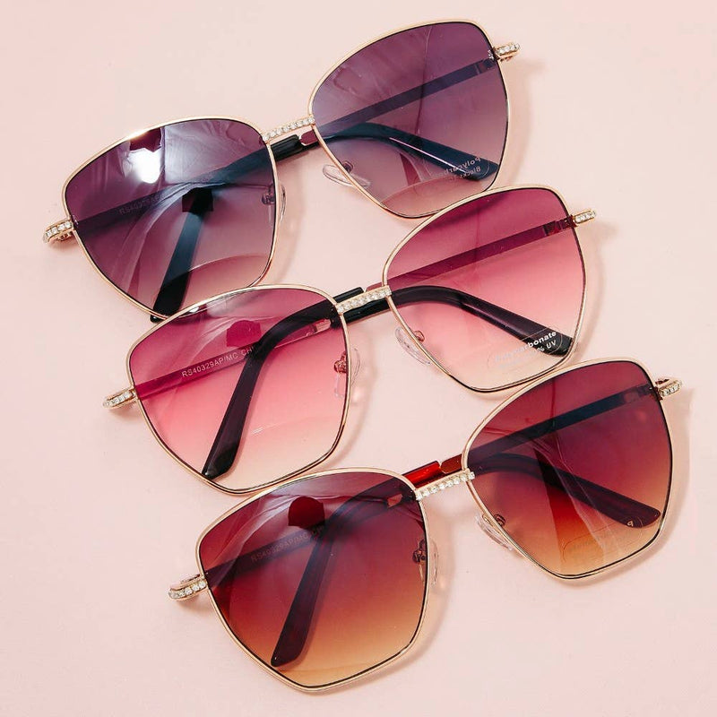 Collections by Fame Accessories - Rhinestone Accent Aviator Sunglasses