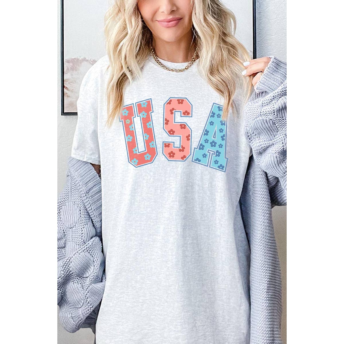 COLORBEAR - Floral USA Graphic Heavyweight T Shirts