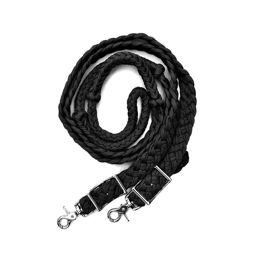 Braided Barrel / Roping Reins 8 ft, 2 Nickel Plated Scissor Snaps, Solid Colors