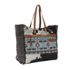 Texas Western Cowhide Bags and More - Cowhide Western Turquoise Weekender Travel Bag Myra