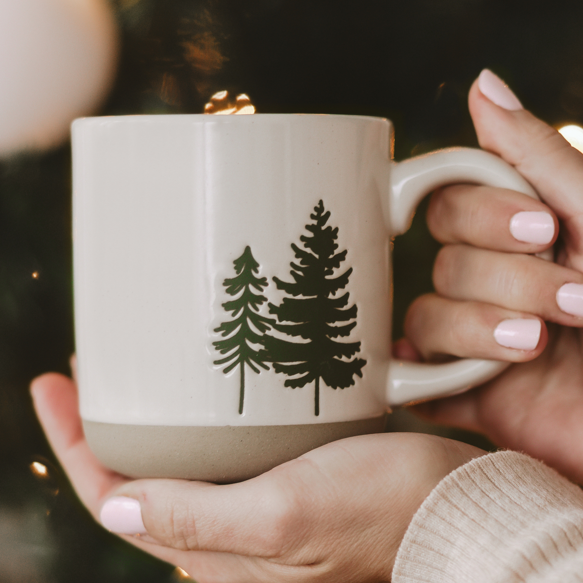 Green Trees Stoneware Coffee Mug