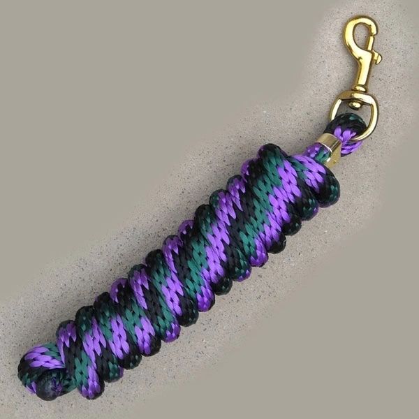 5/8" x 9' Poly Lead Rope. Brass Plated Bolt Snap, Multi Colors