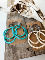 Boho Ranch Shop - Western Round Bead Stud Post Earrings - turquoise | white 