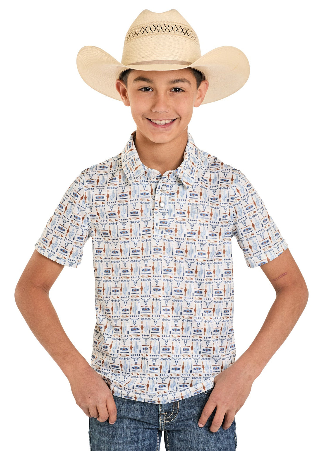 Boys Short Sleeve Polo Snap