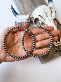 Boho Ranch 3" Navajo Pearl hoops