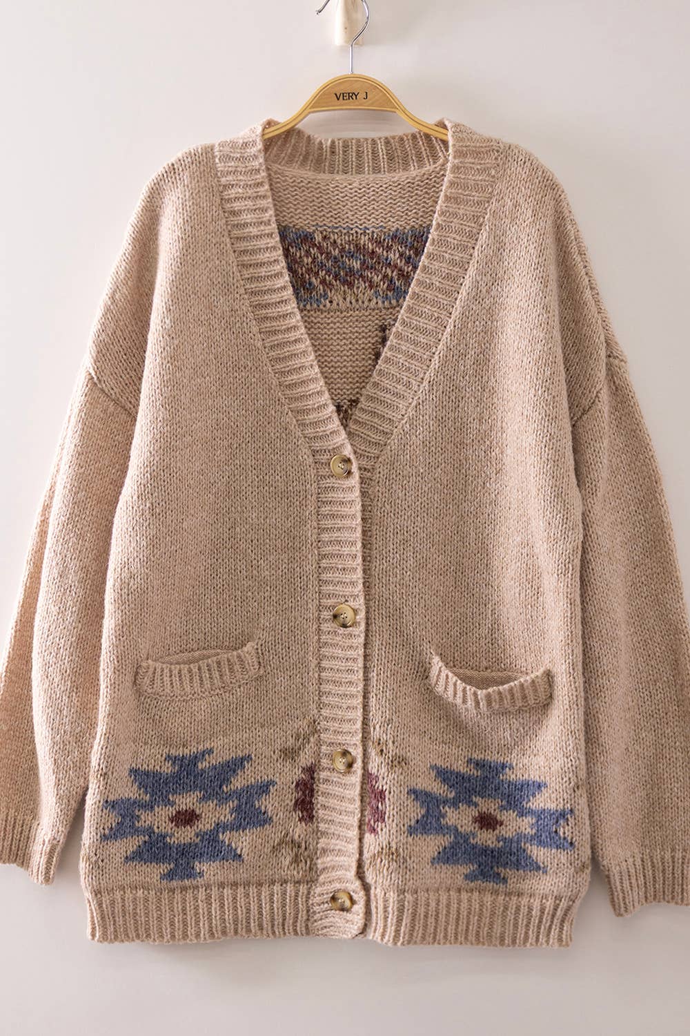 VERY J - Western Horse Intarsia Knit Cardigan