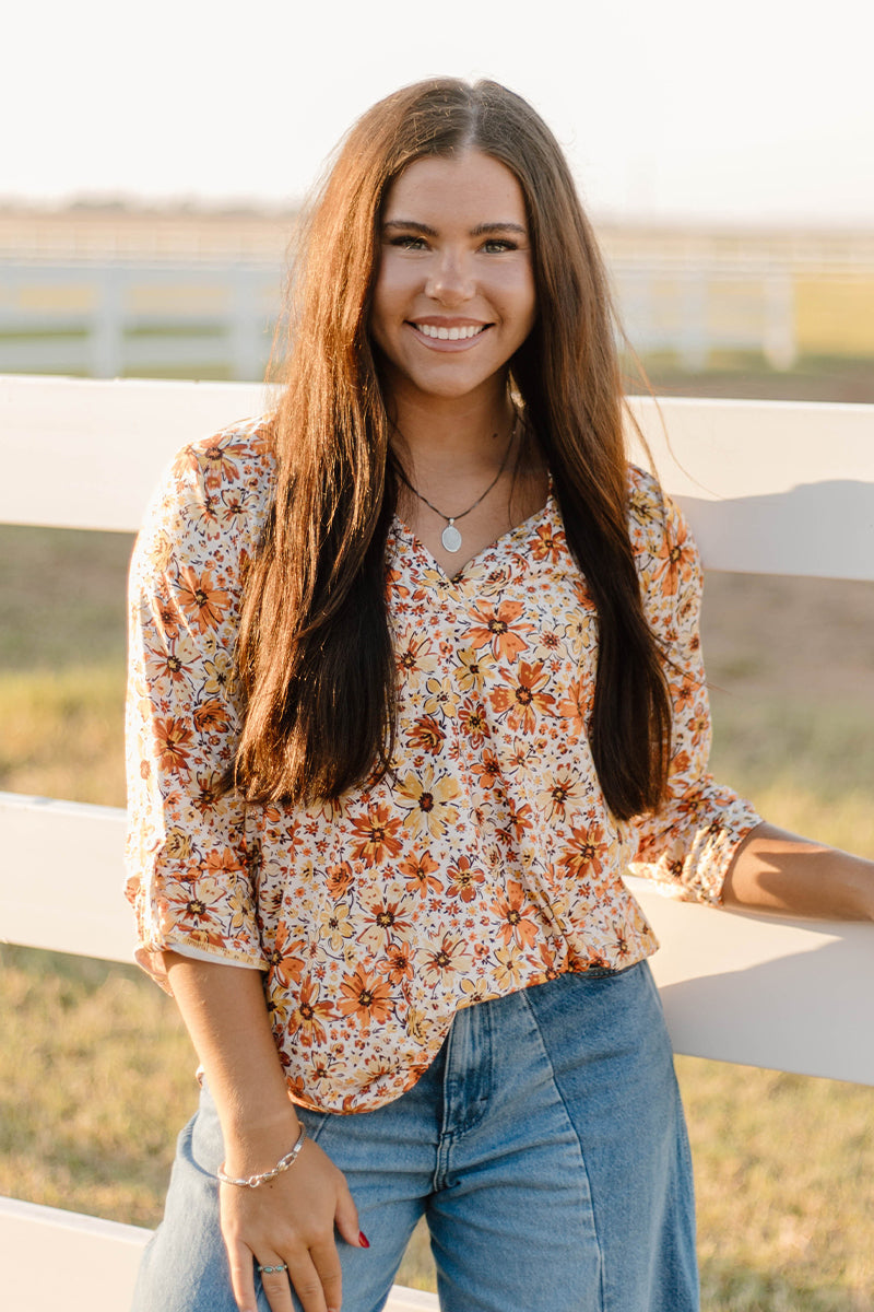 Sterling Kreek Fall Flowers Top - Woman's