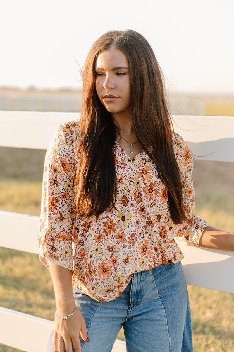 Sterling Kreek Fall Flowers Top - Woman's