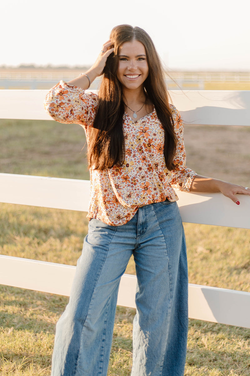 Sterling Kreek Fall Flowers Top - Woman's