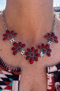 Sterling Kreek Ruby Flower Necklace
