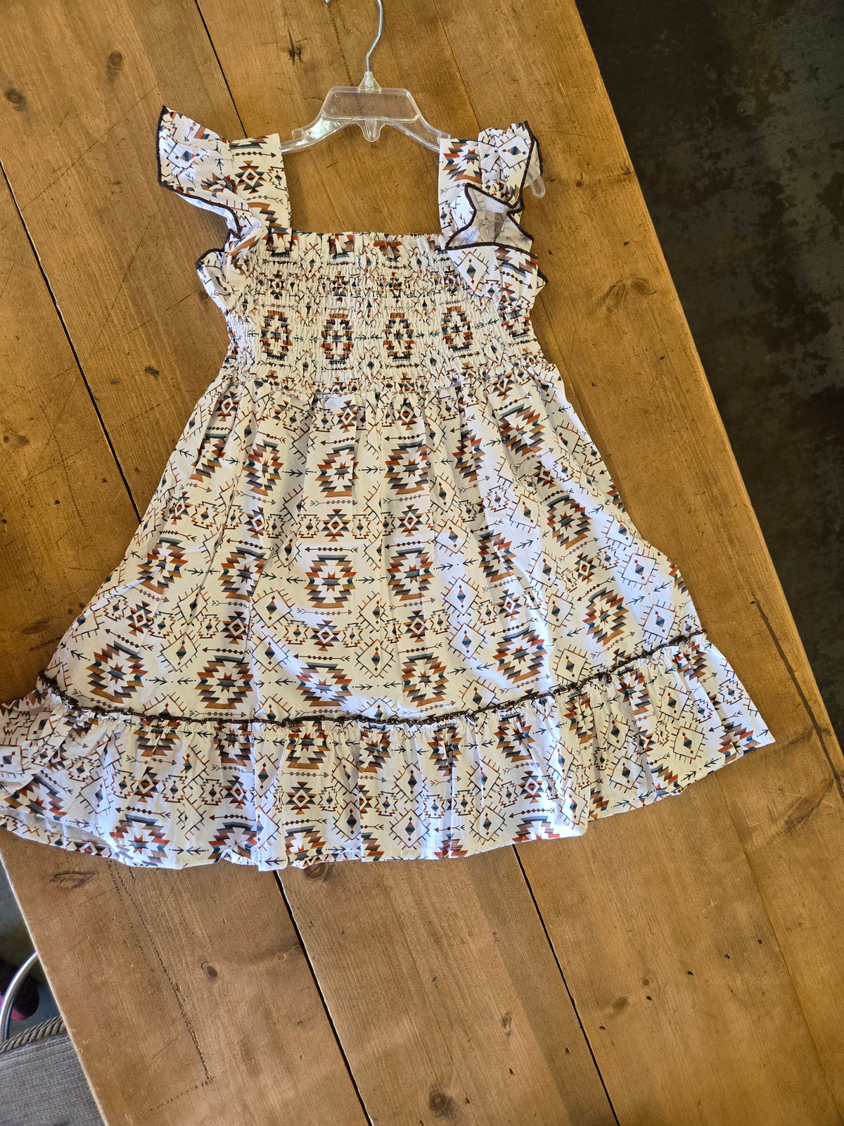 Girl's White Aztec Dress