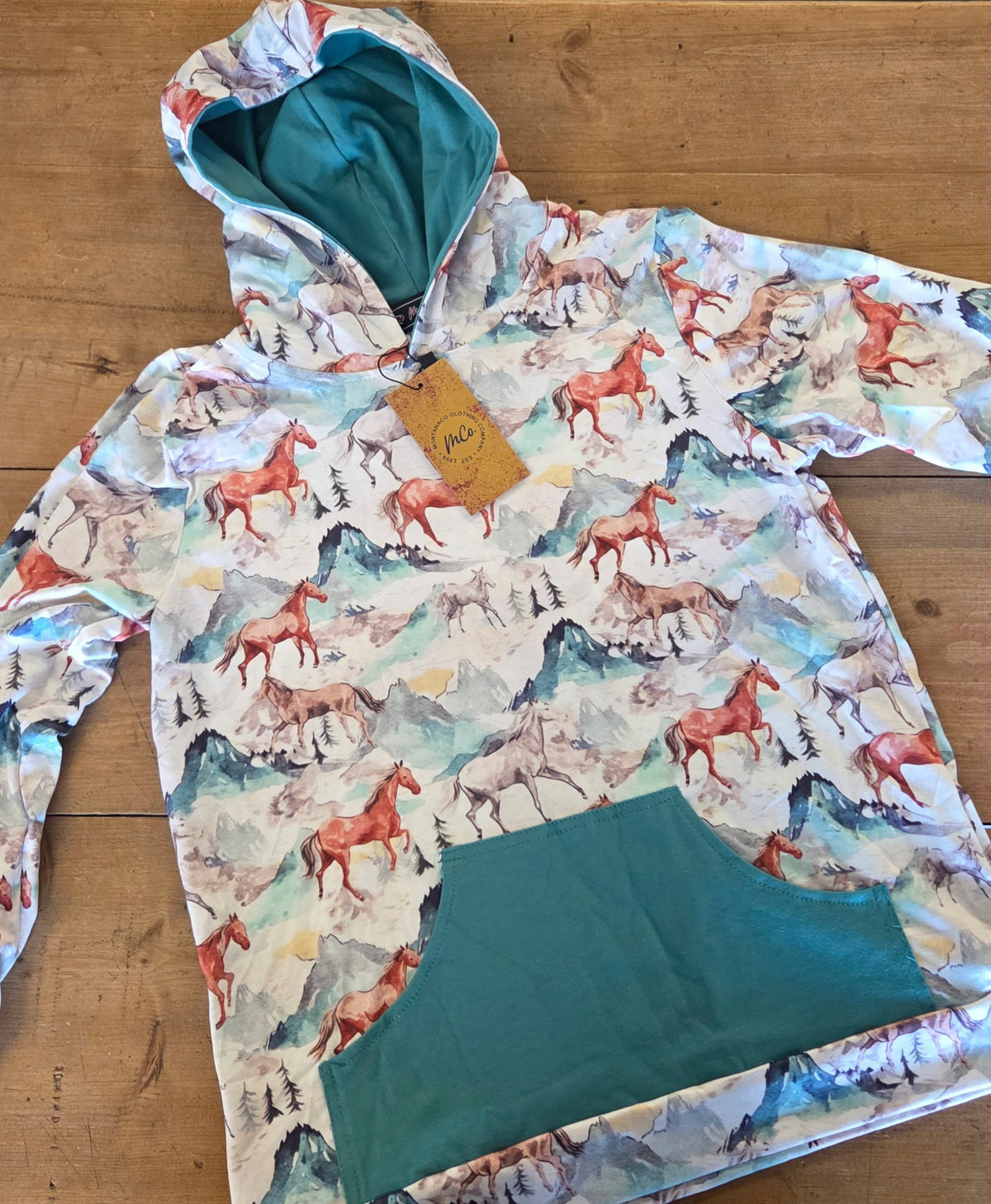 Montana Co Girls Hoodie Running Horses