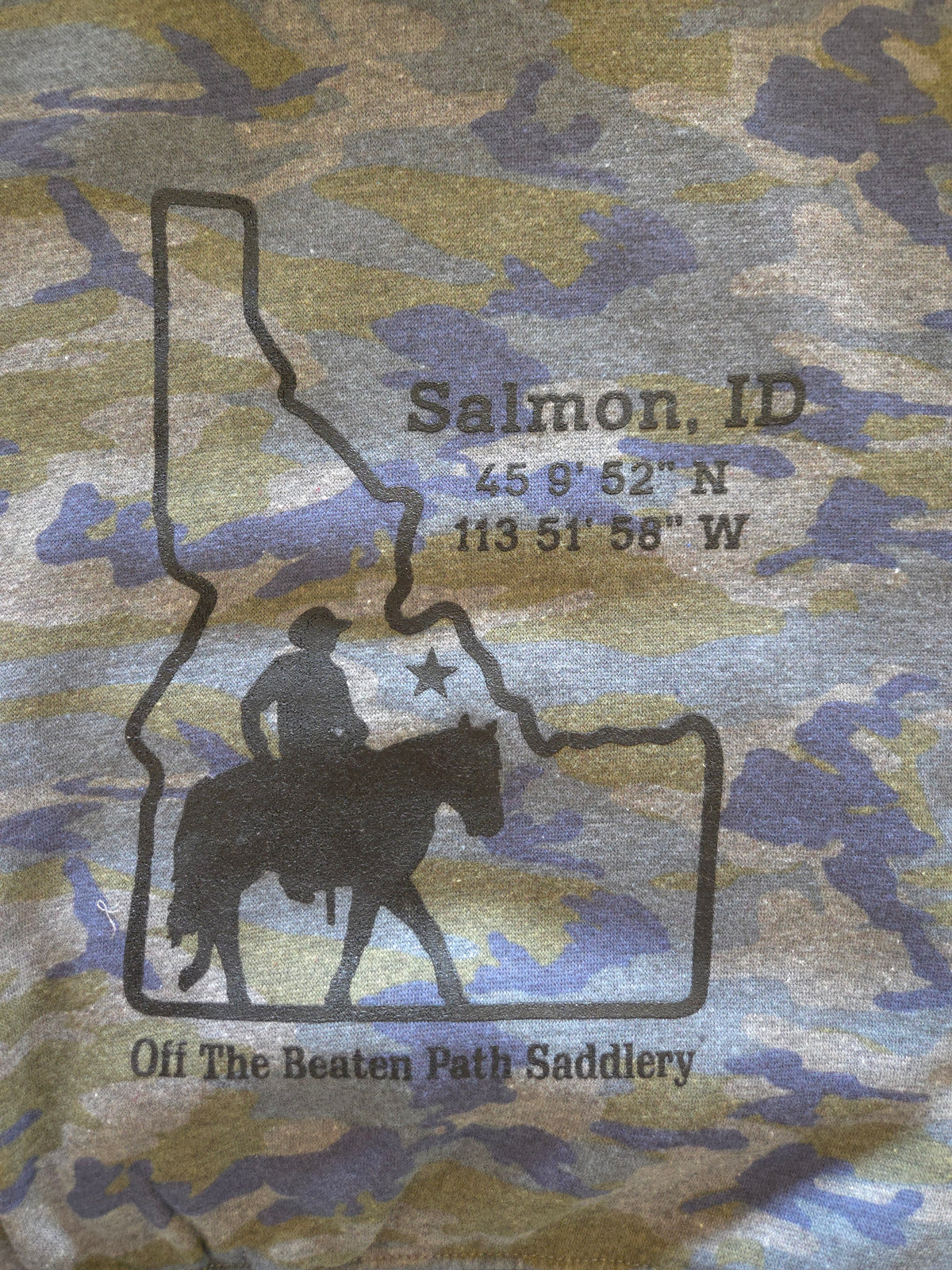 Off The Beaten Path Saddlery - Salmon, Idaho Camo Kids Hoodie