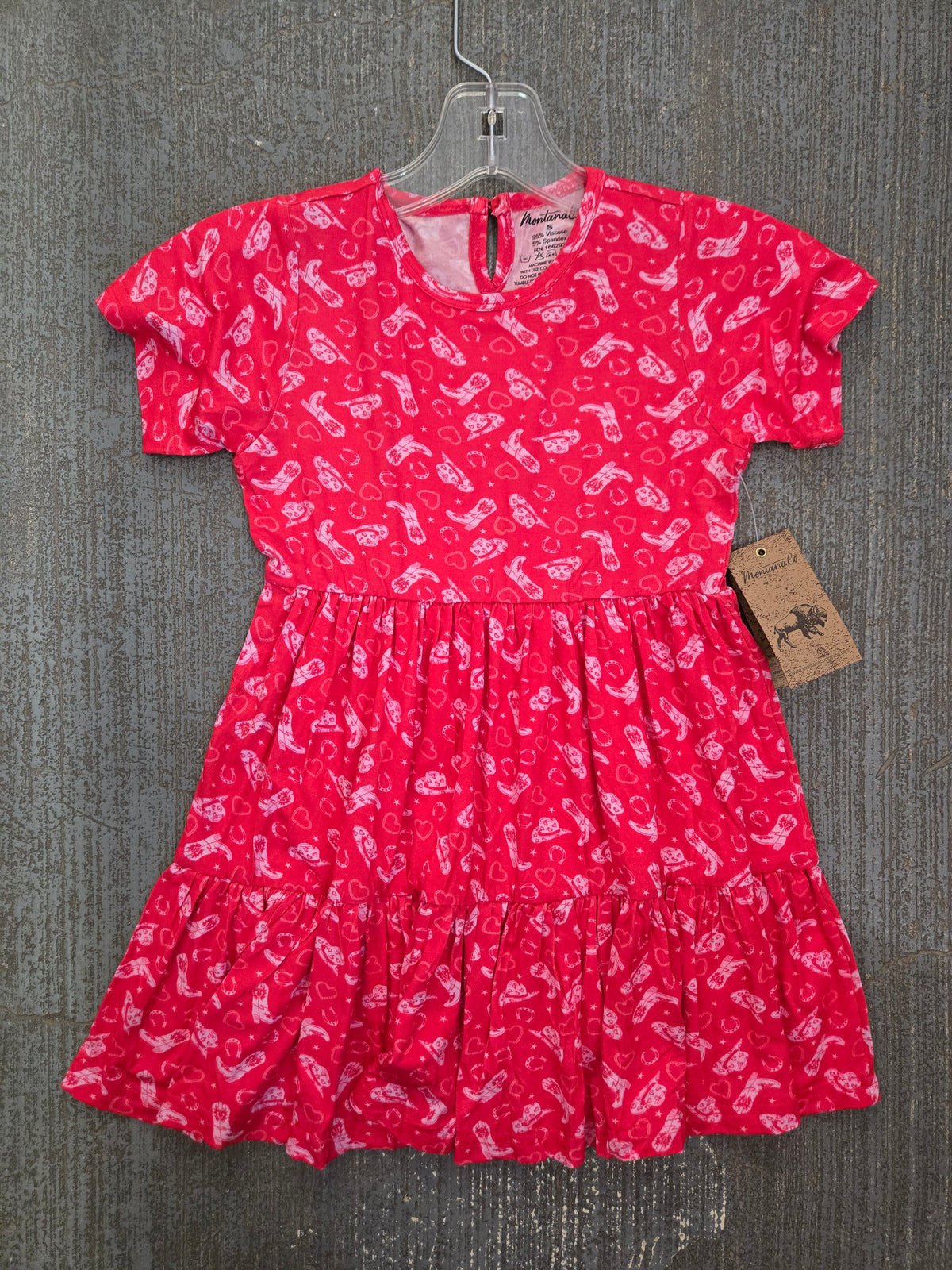 Boots & Hearts Dress - Red - Montana Co
